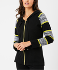 Stripe Sleeve Zip Up Hoodie