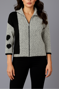 Heart Sleeve Crochet Zip Cardigan