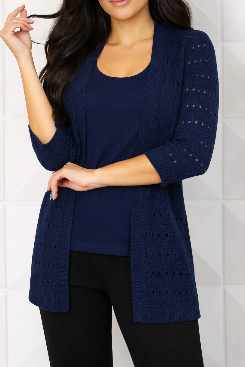 3/4 Sleeve Crochet Cardigan