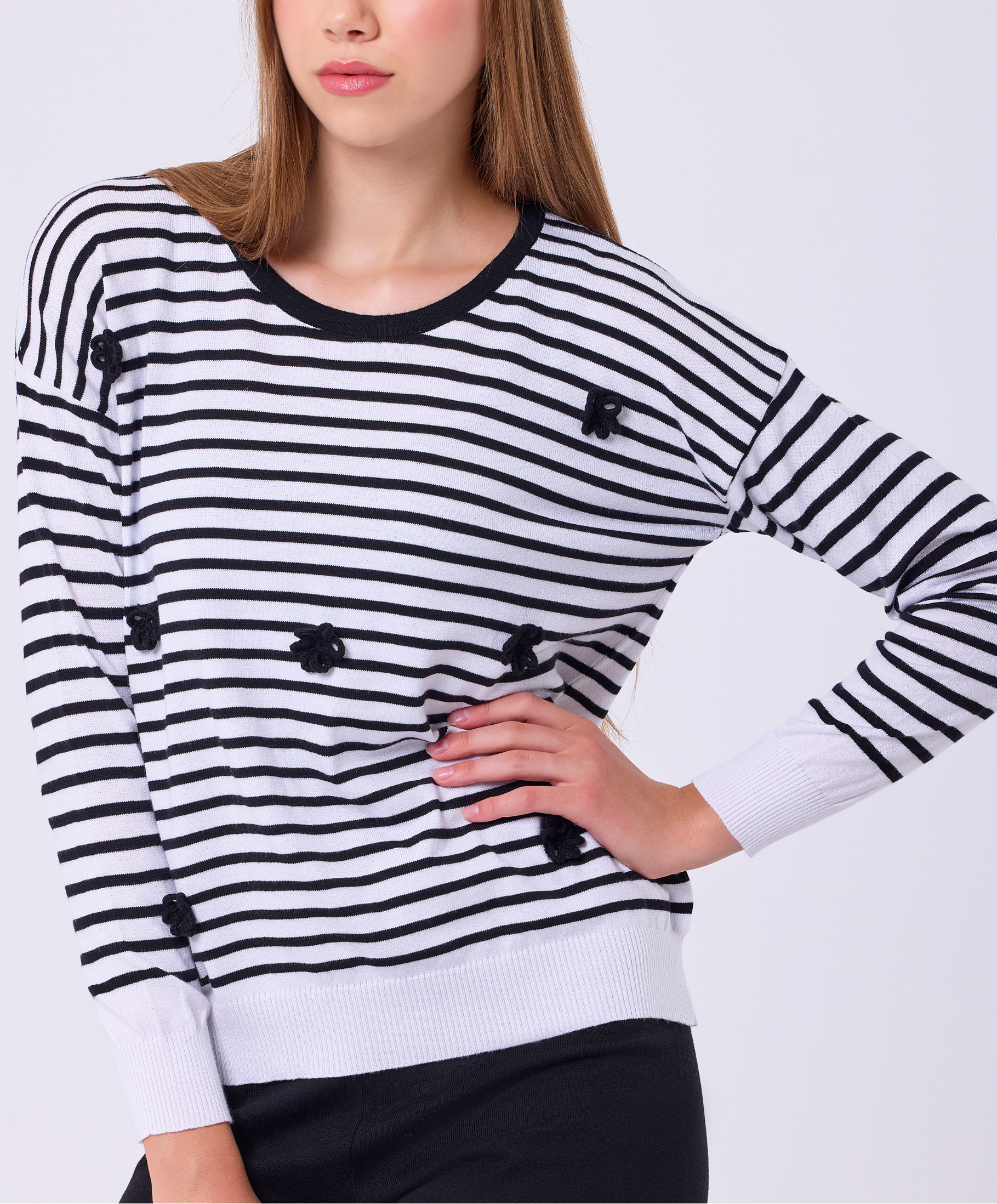 Stripe Handmade Flower Top