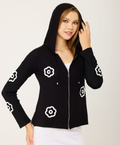 Handmade Flower Zip Hoodie