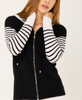 Stripe Sleeve Zip Up Hoodie