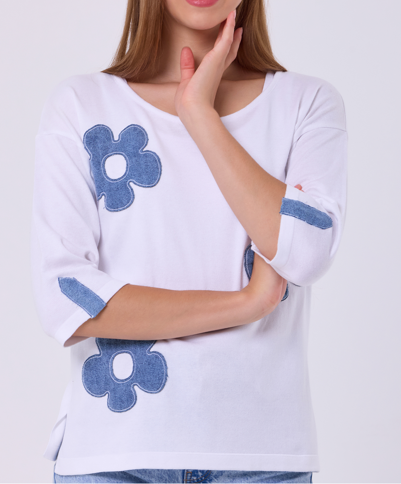 Denim Flower Top
