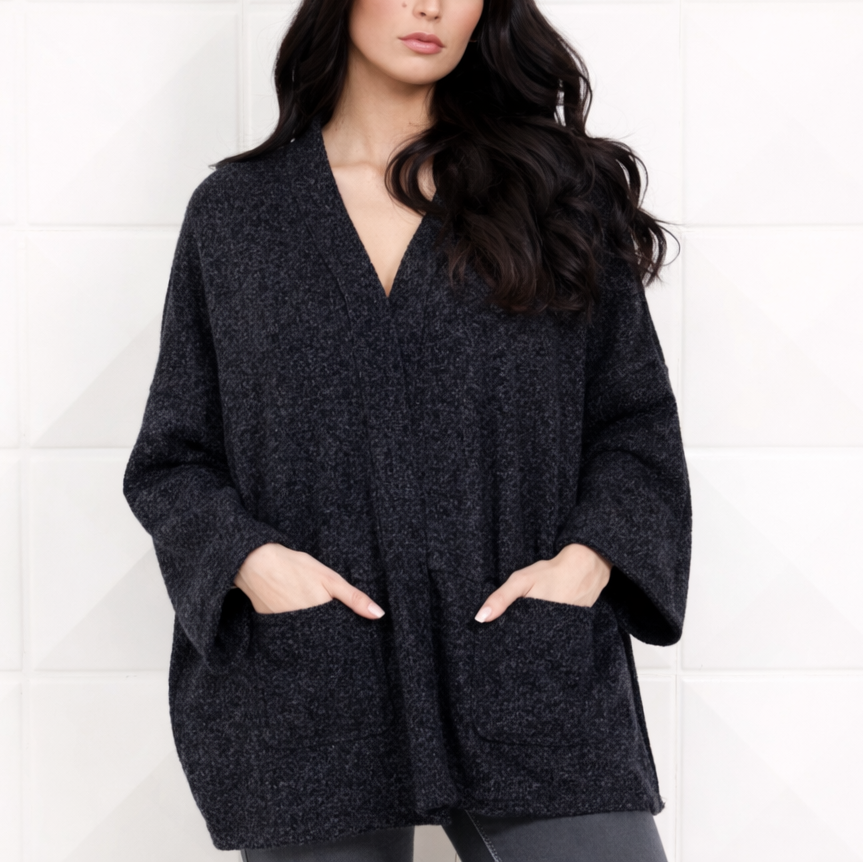 Camille Short Open Cardigan W/ Pockets