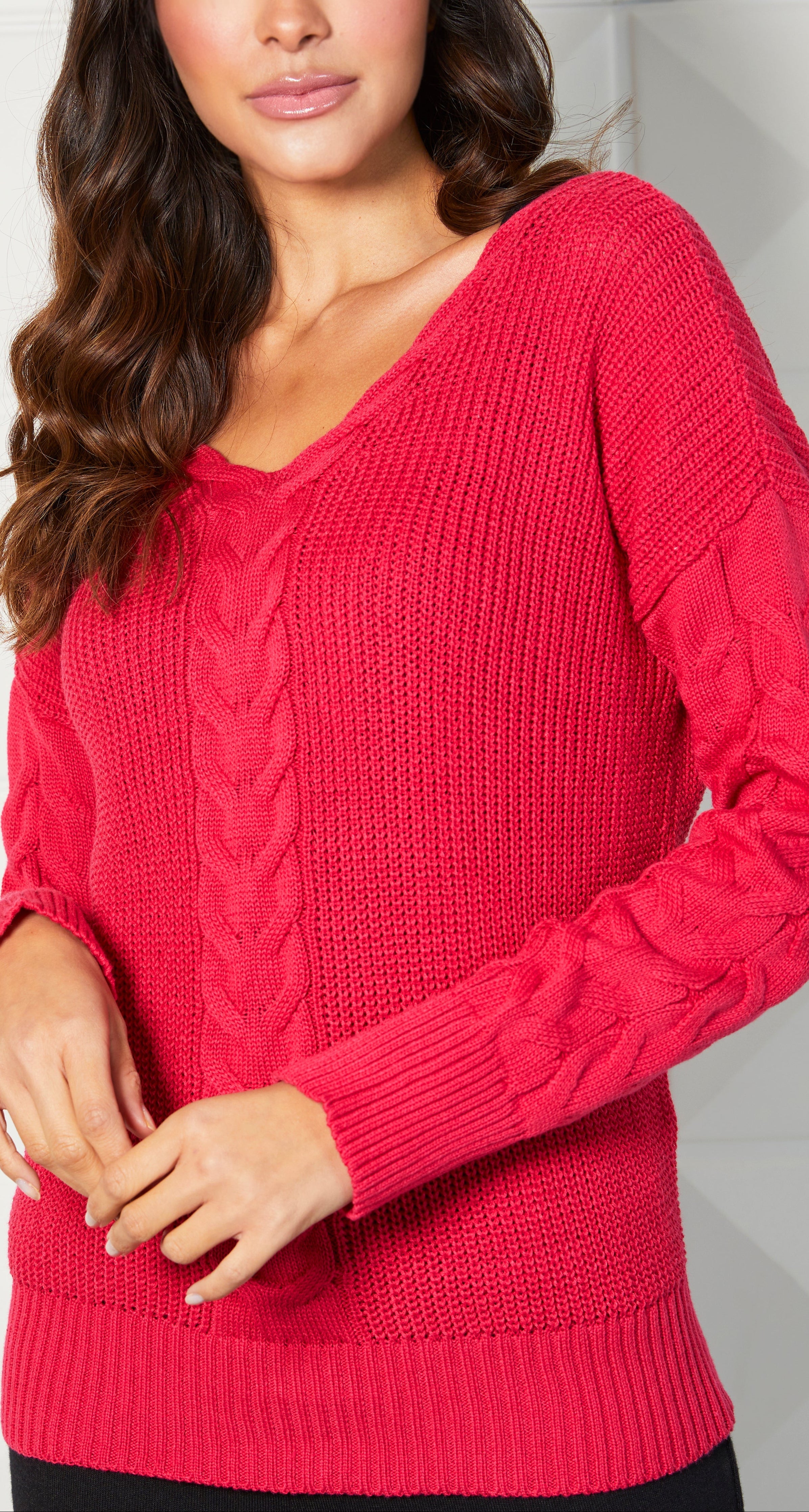 Cable V-Neck Top