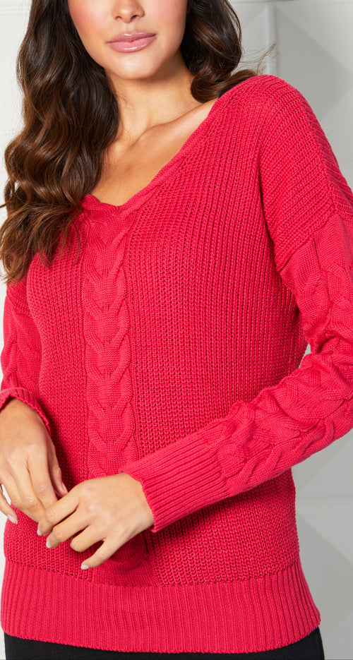 Cable V-Neck Top
