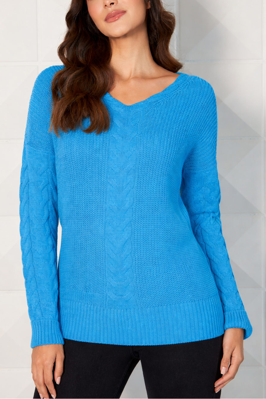 Cable V-Neck Top